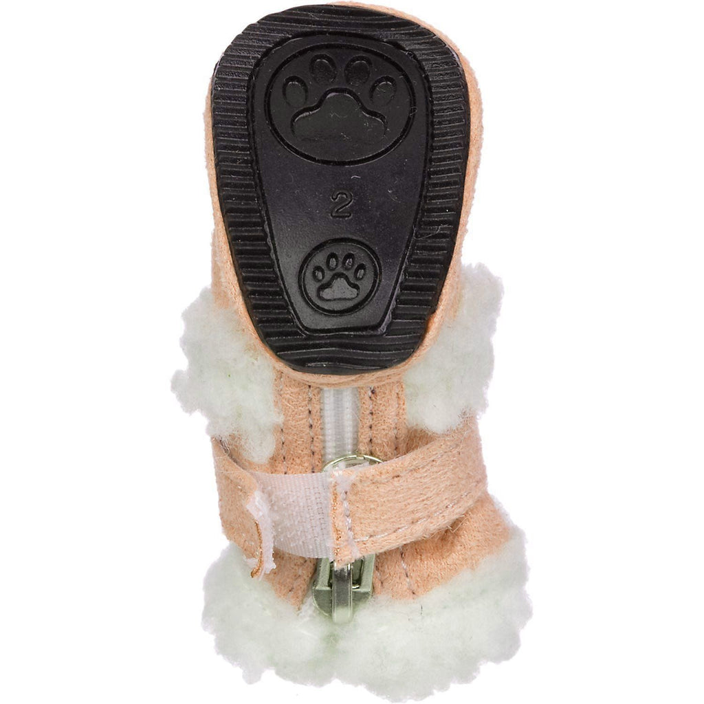 Bottom view of brown dog bootie set of 4 with textured non-slip paw sole