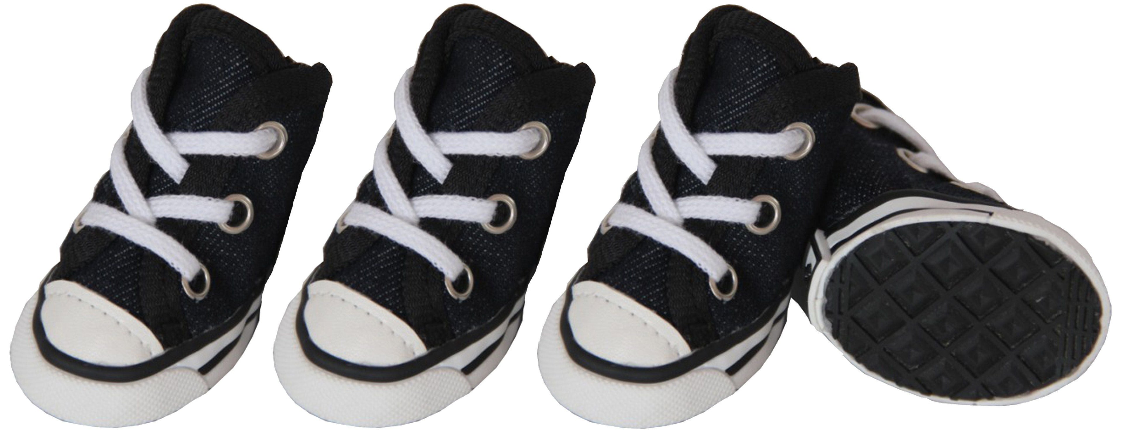 Navy/white dog sneakers set, white trim and laces, rubber bottom tread