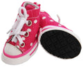 Pink dog canvas sneakers, polka dots, white laces and rubber sole