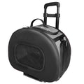 2-in-1 hard-shell pet carrier with telescoping handle, dark gray body and gray panels