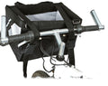 Black soft folding pet bike basket attachment with straps and buckles, open interior