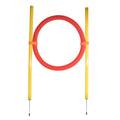 Collapsible agility hoop trainer: red flexible ring with yellow poles