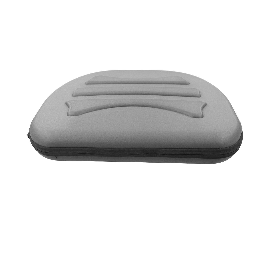 Light grey pet carrier crate front view with molded shell and zippered base edge