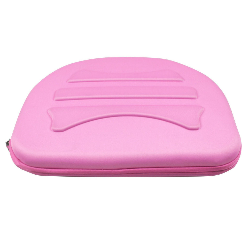 Pink pet carrier crate with molded shell and zippered base edge