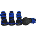 Set of 4 black-and-blue high ankle dog booties with textured rubber soles