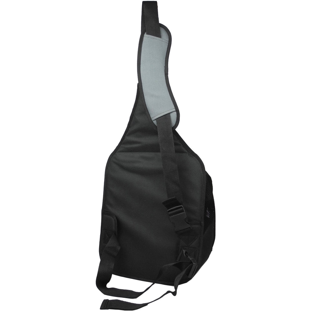 Black pet carrier backpack with adjustable shoulder strap and padded carry handle