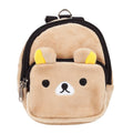 Front plush pocket on dog harness backpack with bear face and yellow ear details