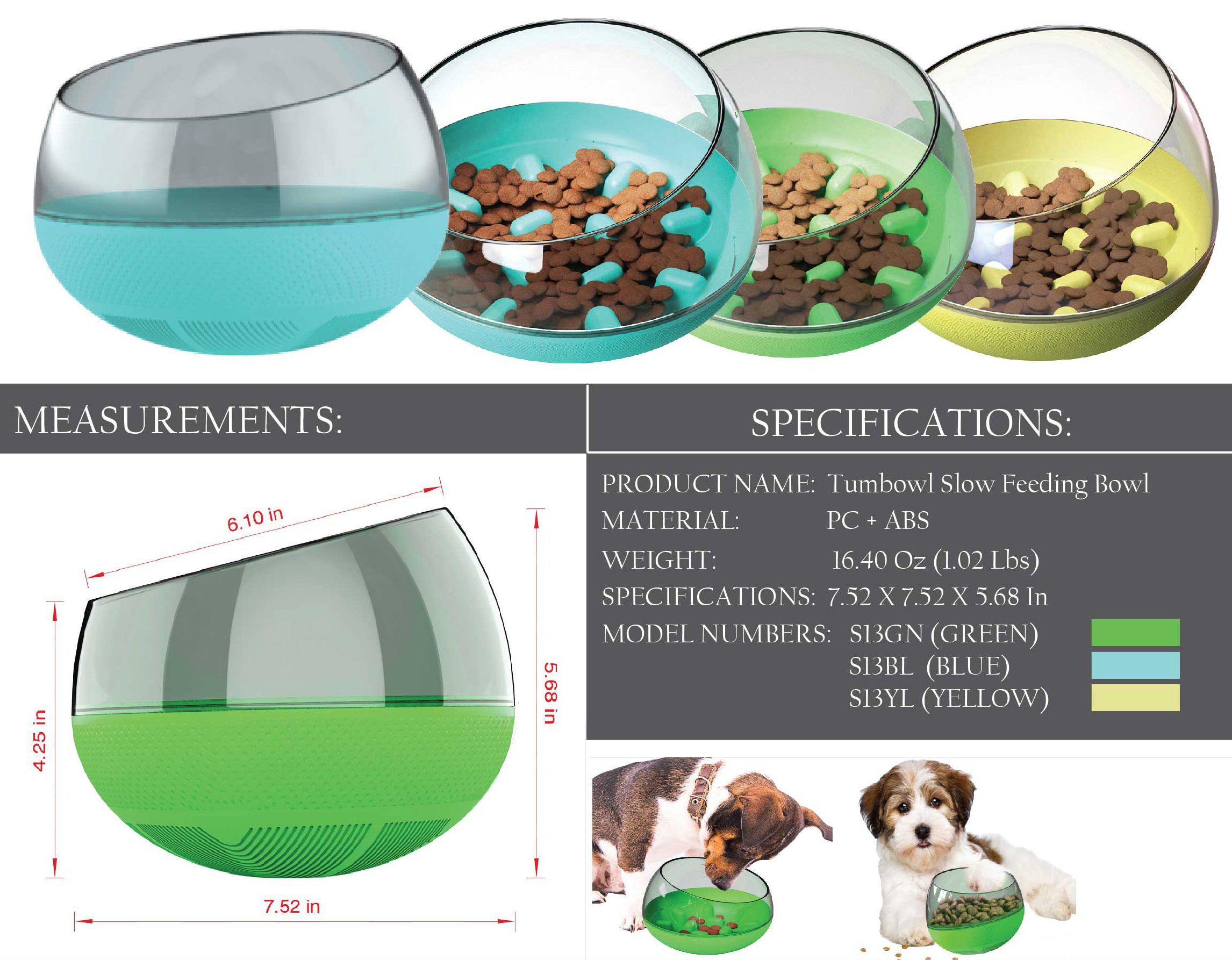 Multiple slow feeding pet bowls in different colors with clear domes and feeding inserts