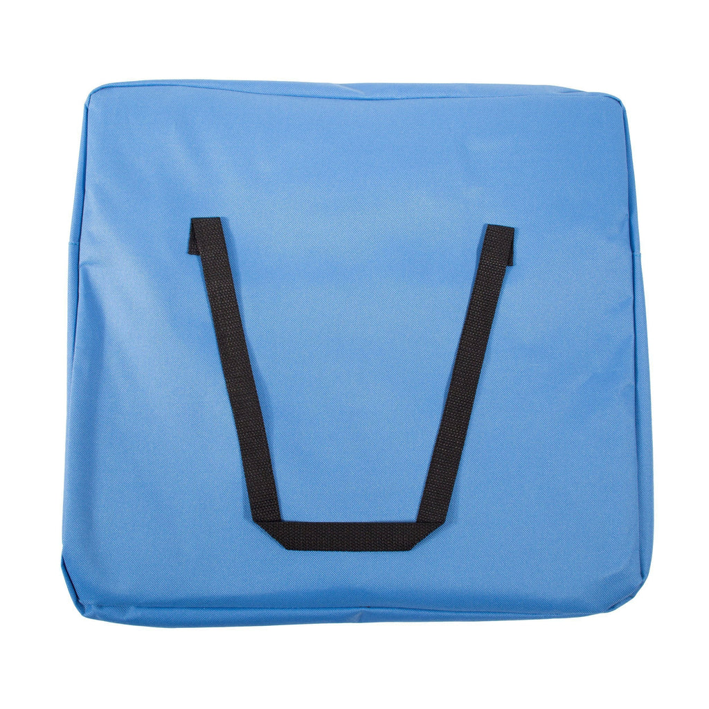 Sky blue collapsible pet travel carseat back panel with black carry handles