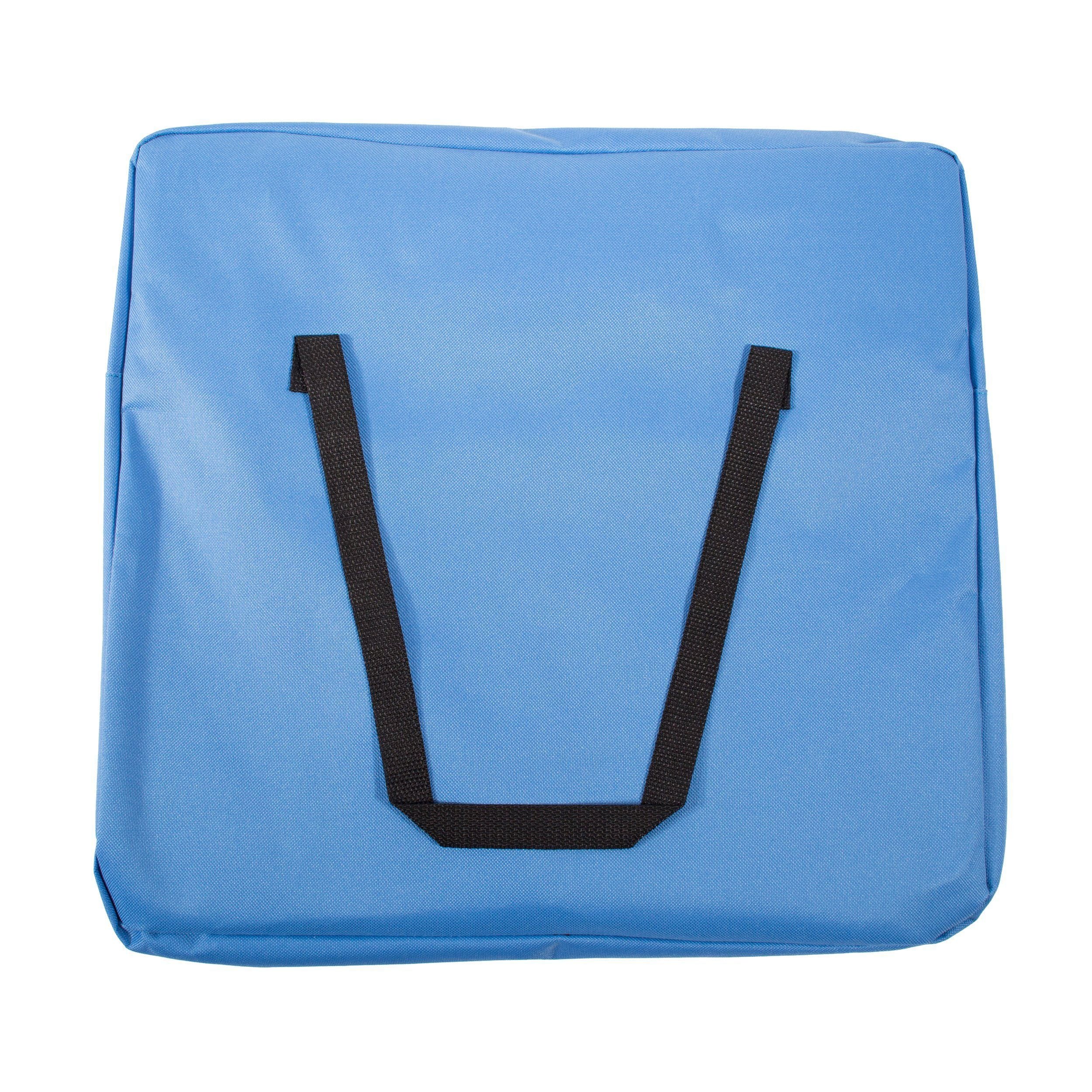 Sky blue collapsible pet travel carseat back panel with black carry handles