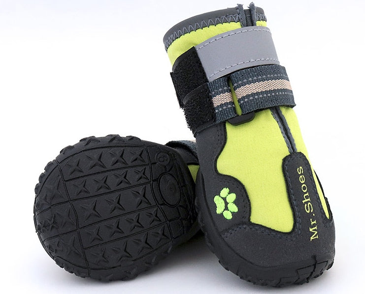 Waterproof shoes for medium-to-large dogs, neon green upper with black tread sole
