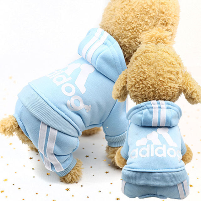 Adidog Four-Leg Tracksuit Hoodie — Sporty Dog Jumpsuit in 7 Colors, Sizes XS–2XL
