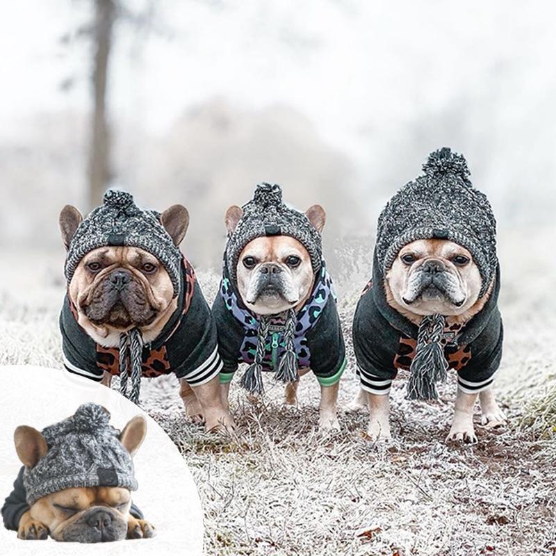 Cozy Knitted Pet Hat with Fluffy Pom-Pom — Winter Warm Beanie for Dogs & Cats
