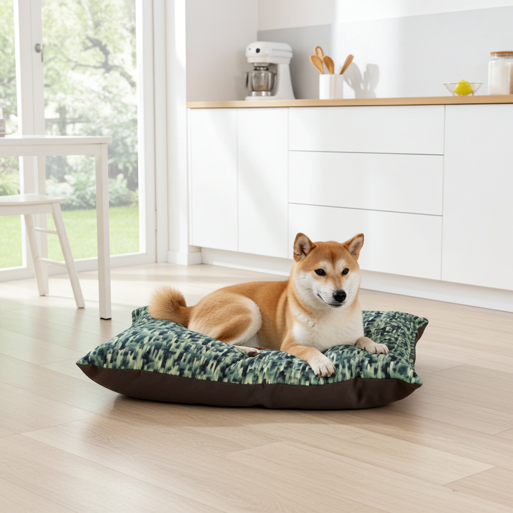 Echoes of a City in Mist Pet Bed — Coral Fleece, Removable Cover, 40" × 30"