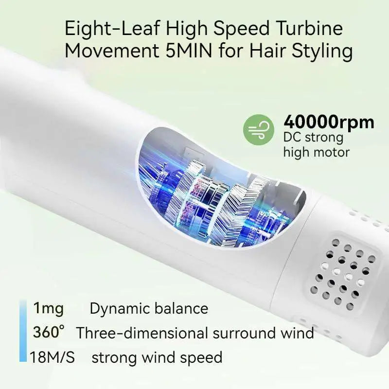 White pet hair dryer with vented nozzle and internal turbine view