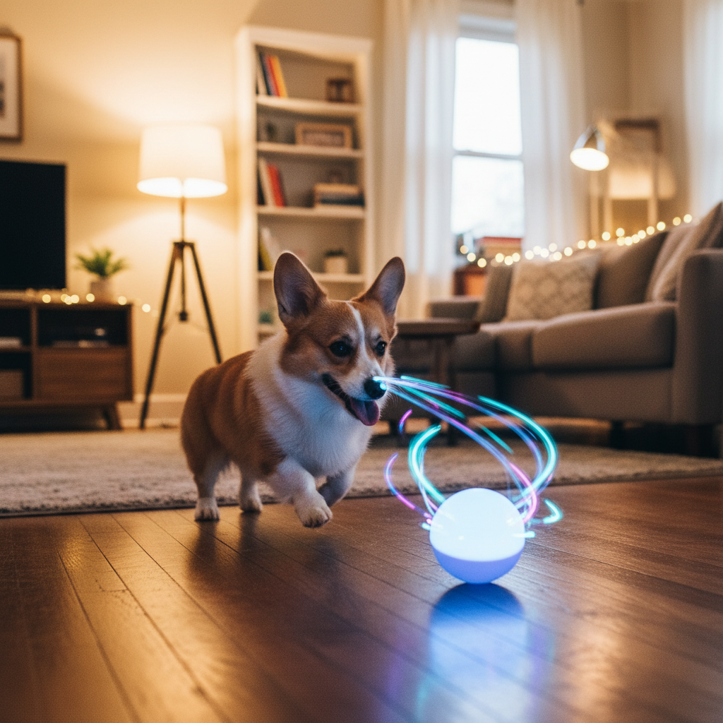 Smart Auto-Bouncing LED Dog Ball Toy