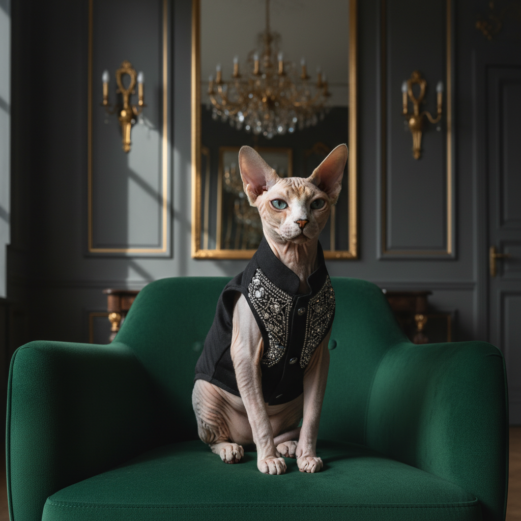 Black thin cat vest base layer with ornate front design, sleeveless