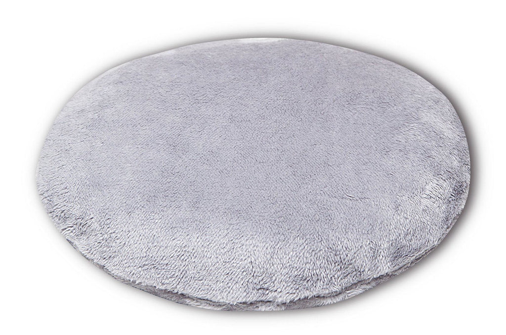 Gray plush round cushion pad for cat bed