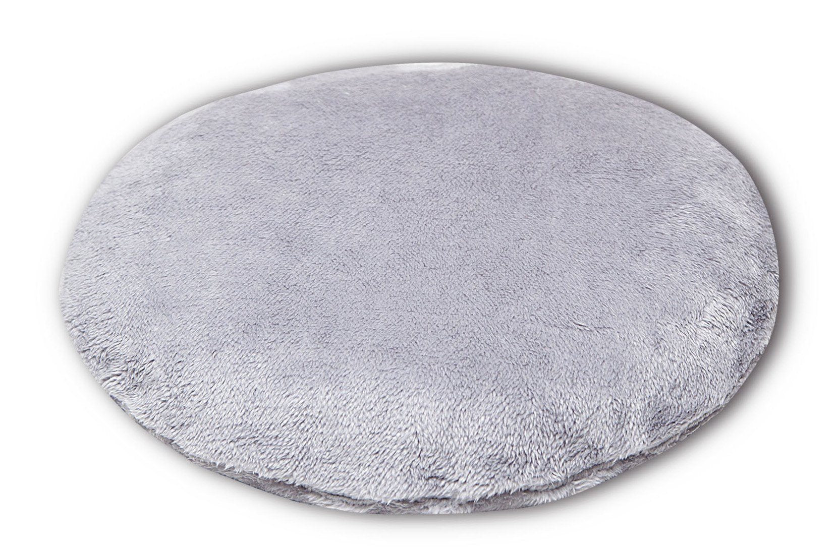 Gray plush round cushion pad for cat bed