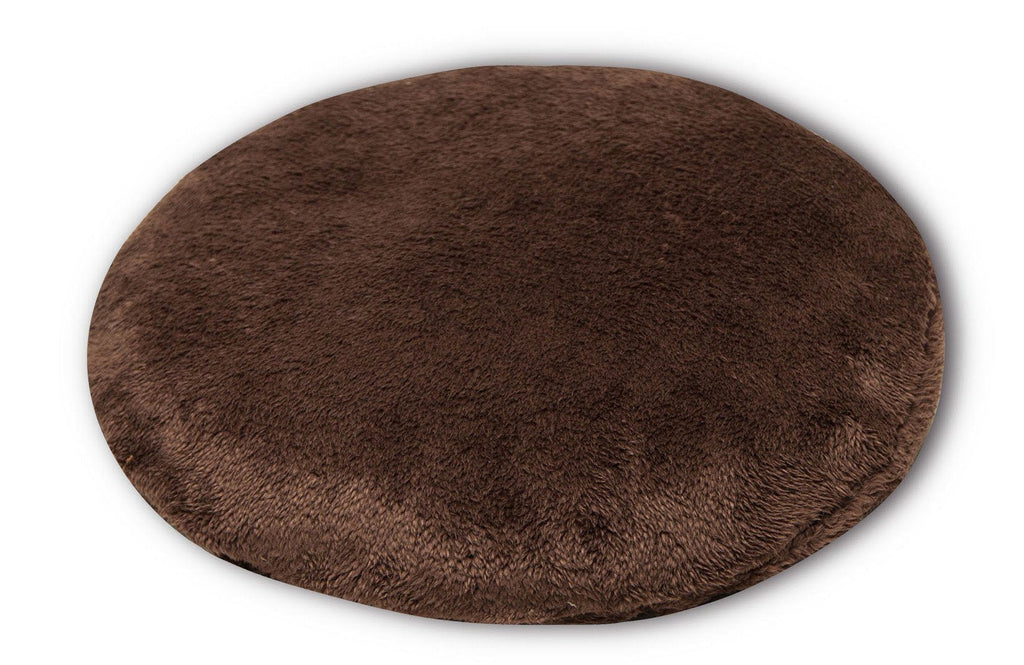 Brown plush round cushion pad for cat bed