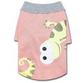 Peach dog polo T-shirt with gray collar and large toucan graphic on back