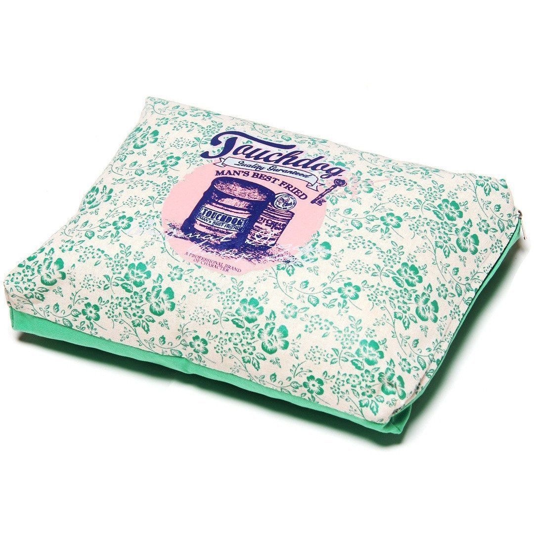 Touchdog Floral-Galoral Vintage Floral Rectangular Designer Dog Bed — Washable Poly-Fill, M & L, 3 Colors