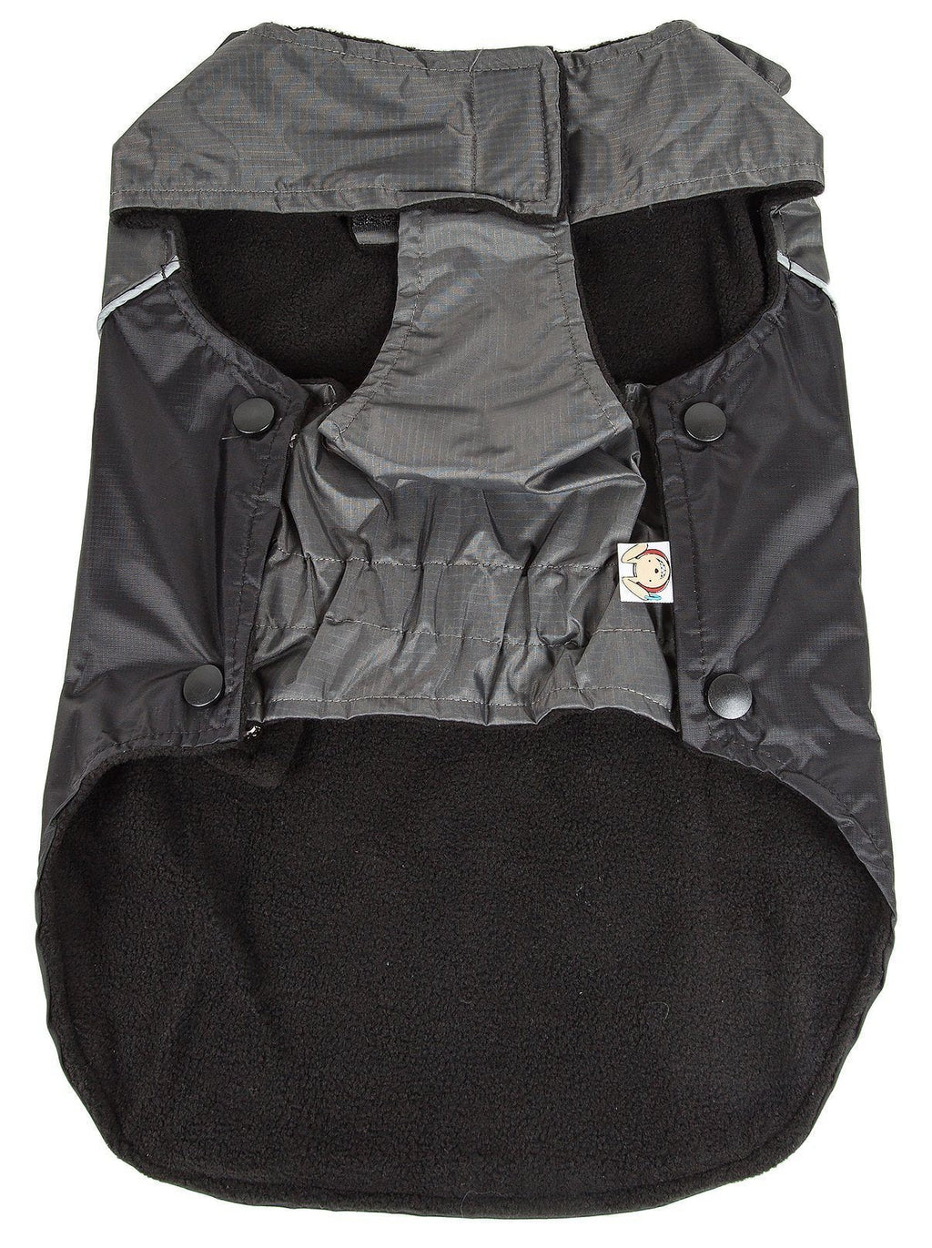 Gray outer and black underlayer dog jacket with removable inner panels