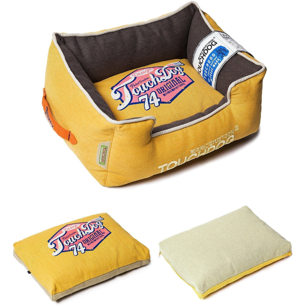 Touchdog Sporty Vintage Reversible Rectangular Designer Dog Bed — Indoor & Outdoor, M & L, 6 Colors