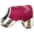 Dark pink 2-in-1 dog harness with leash, plush trim, adjustable straps and clips