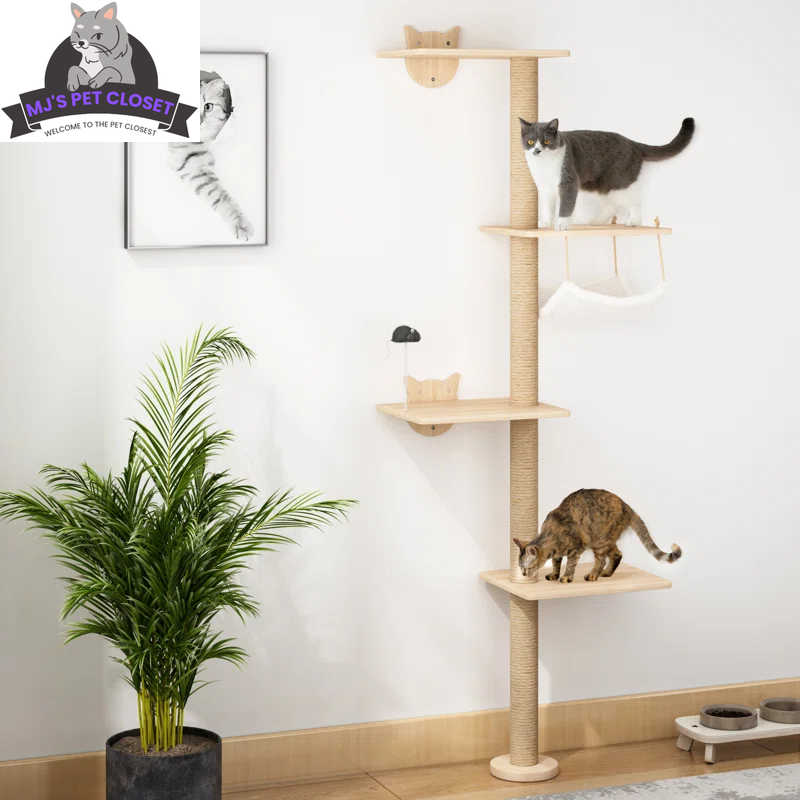 7-Piece Wall-Mounted Cat Climbing Tower & Tree Set — Space-Saving Modular Design