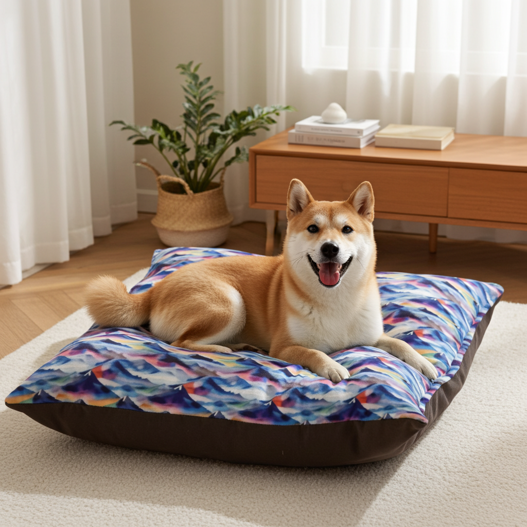 Endless Watercolor Mountain Waves - Pet Bed Pet Zen