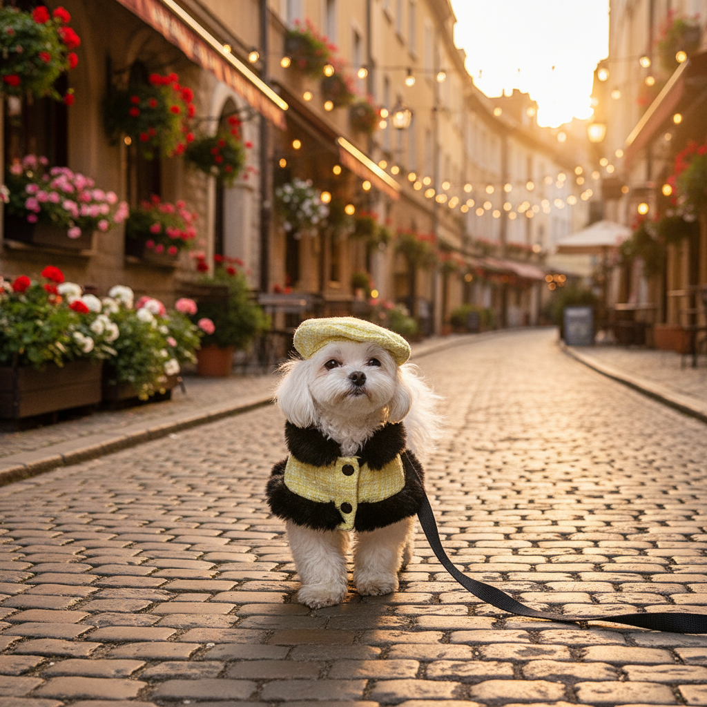 Yellow Tweed Dog Cape Lifestyle