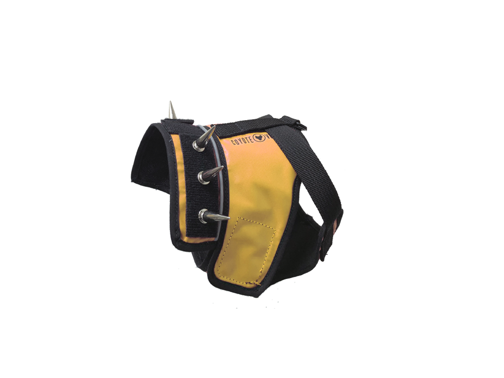 Yellow panel harness with metal grommets and adjustable side strap